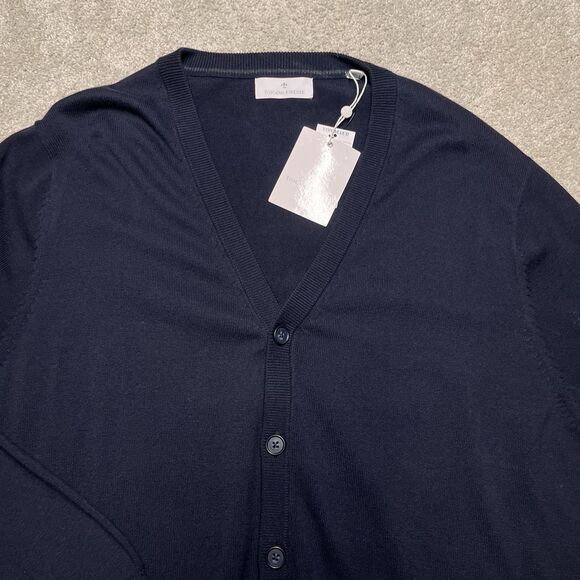 NWT Toscano Firenze Blue Cardigan Sweater Mens Large 100% Cotton Grandpa Preppy - Picture 2 of 8